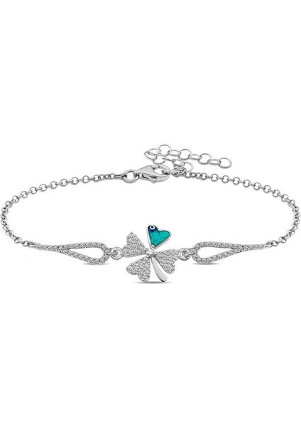 925 Ayar Gümüş Nazarlı Yonca Bileklik T5247 (770770)