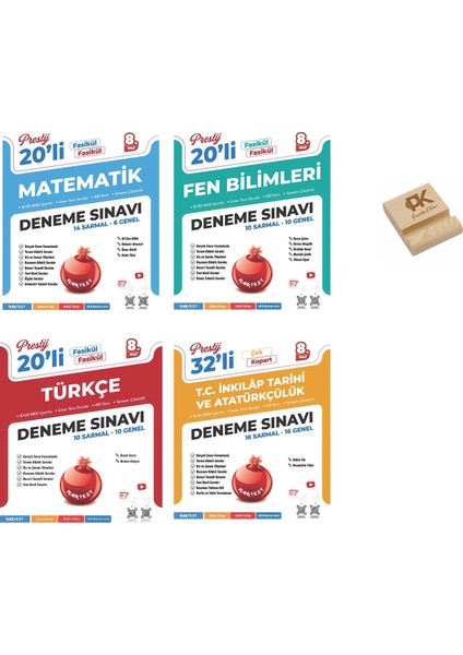 Nartest Lgs 8. Sınıf Prestij Matematik Fen Türkçe ve Inkılap 4lü Deneme Seti ve Telefon Standı