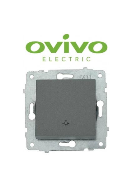 Füme Zil Butonu Light Çerçevesiz Grano - Priz ve Anahtar Için Uyumlu Çerçeve