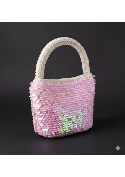 Mini Pullu Model Makrome Tığ Işi El Örgüsü Çanta