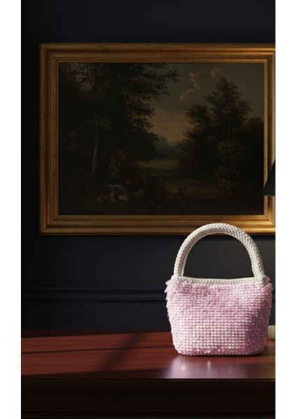 Mini Pullu Model Makrome Tığ Işi El Örgüsü Çanta