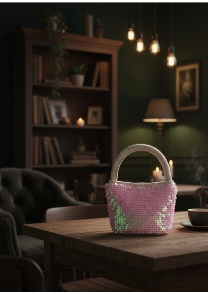 Mini Pullu Model Makrome Tığ Işi El Örgüsü Çanta