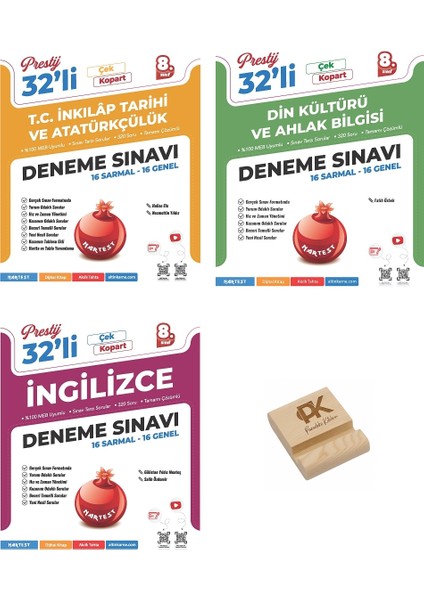 Nartest Lgs 8. Sınıf Prestij 32LI Inkılap Din ve Ingilizce Denemeleri + Telefon Standı