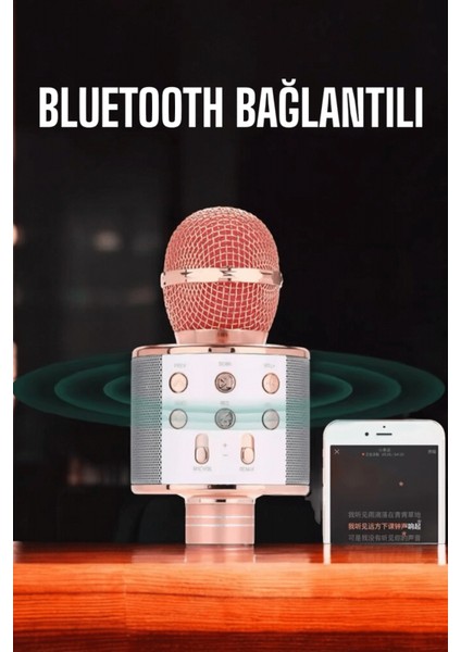 Kablosuz Bluetooth Karaoke Mikrofon USB ve Aux Girişli, Yüksek Ses Kalitesi indirimleri