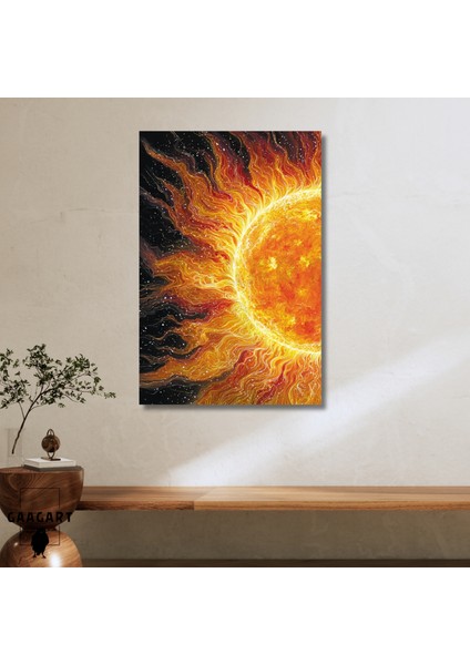 Tekli Dikey Kanvas Tablo Parlak Güneş Illüstrasyonu