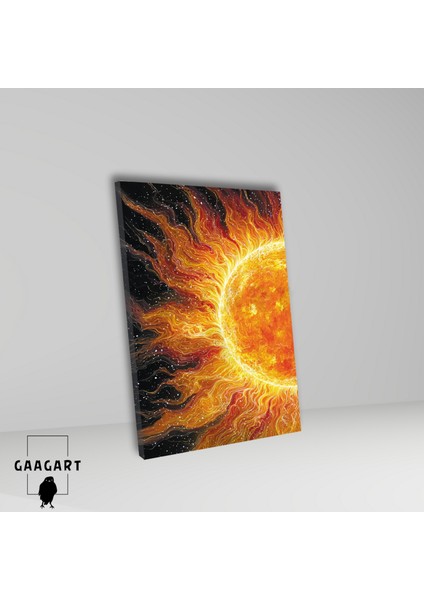 Tekli Dikey Kanvas Tablo Parlak Güneş Illüstrasyonu fiyatları