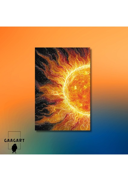 Tekli Dikey Kanvas Tablo Parlak Güneş Illüstrasyonu modelleri