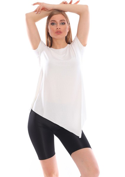 Çapraz Kesim Viskon Kumaş Casual Beyaz Tunik fiyatları