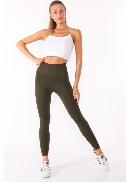 Toparlayıcı Triko Tayt Bir Beden Ince Gösteren Yüksek Bel fiyatları