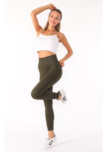 Toparlayıcı Triko Tayt Bir Beden Ince Gösteren Yüksek Bel modelleri