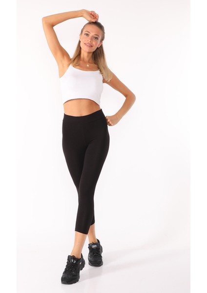 Yüksek Bel Tayt Süprem Kumaş Pamuklu Siyah modelleri