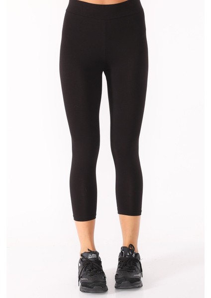 Yüksek Bel Tayt Süprem Kumaş Pamuklu Siyah fırsatları