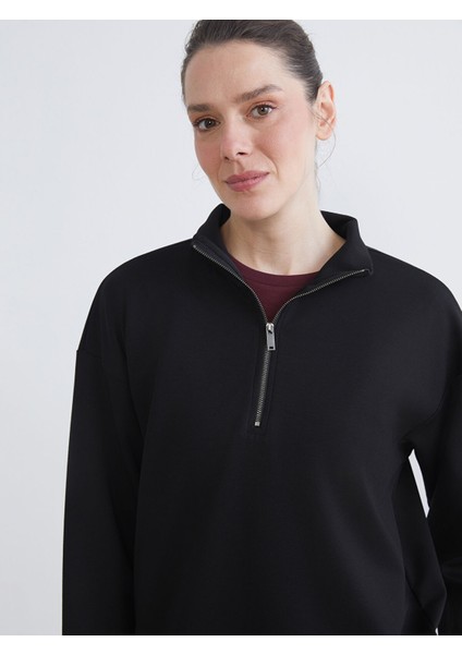 Yeni Sezon Dik Yaka Kadın Sweatshirt