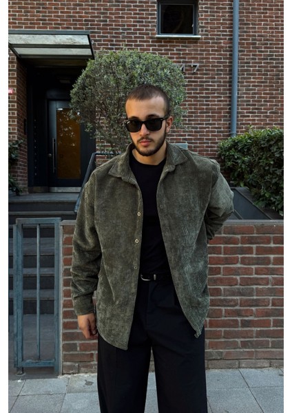 Yotau Erkek Oversize Fit Kadife Uzun Kollu Gömlek Ceket fırsatları