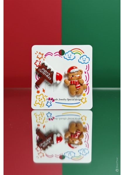 2'li Merry Christmas Yılbaşı Yeni Yıl Küpesi