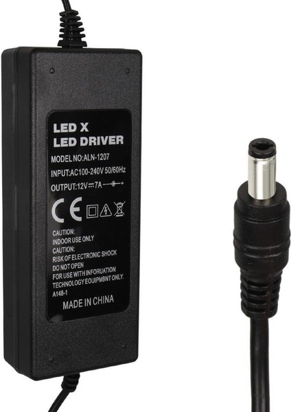 ALN-1207 12 Volt - 7 Amper 5.5*2.5 mm Uç Plastik Kasa Masaüstü Adaptör