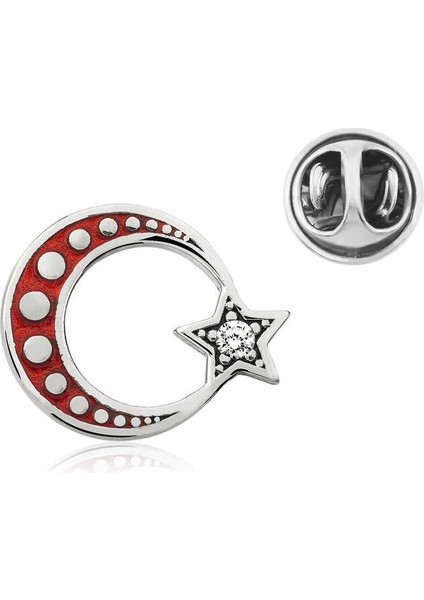 925 Ayar Gümüş Ay Yıldız Rozet T4636 (770770)