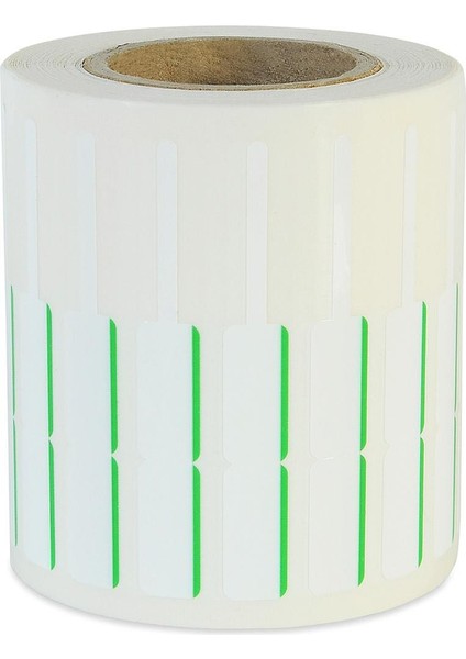 Boş Yapışkanlı Kuyumcu Yüzük Yeşil Çizgili Renk Barkod Etiketi 72MM x 10MM