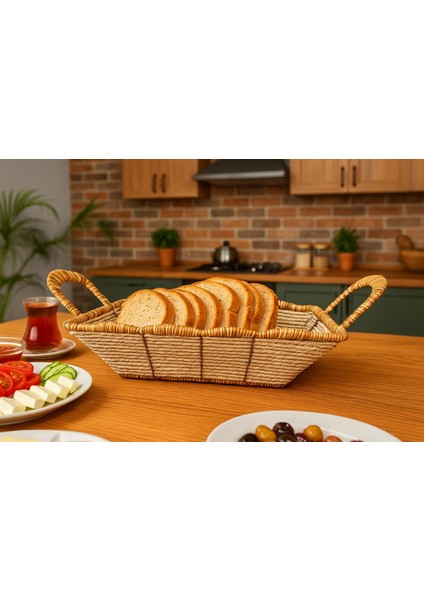 Kare Hasır Ekmek Sepeti-24 cm x 24 cm x 7 cm fırsatları