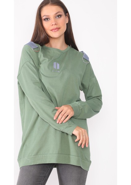 Sırtında Çanta Detaylı Salaş Tasarım Pudra Renk Tunik modelleri