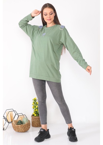 Sırtında Çanta Detaylı Salaş Tasarım Pudra Renk Tunik fırsatları