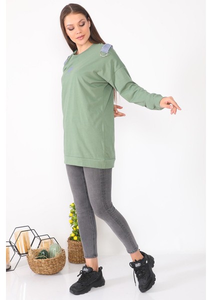 Sırtında Çanta Detaylı Salaş Tasarım Pudra Renk Tunik indirimleri