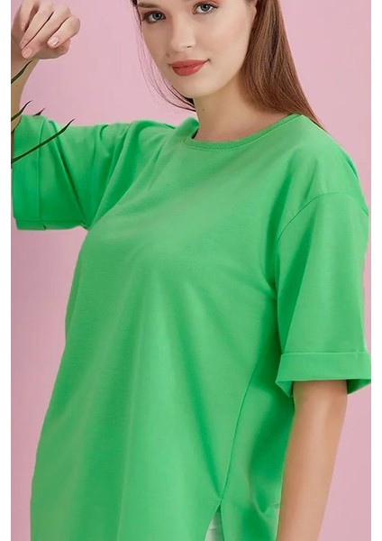 Yırtmaçlı Duble Kol Geniş Bisiklet Yaka Oversize Sweatshirt fiyatları