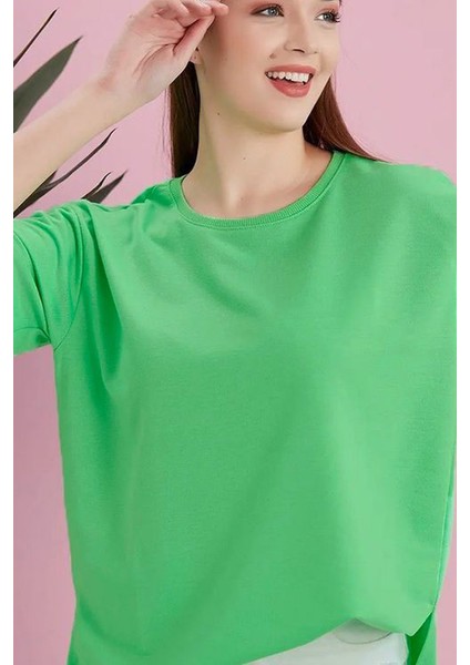 Yırtmaçlı Duble Kol Geniş Bisiklet Yaka Oversize Sweatshirt modelleri