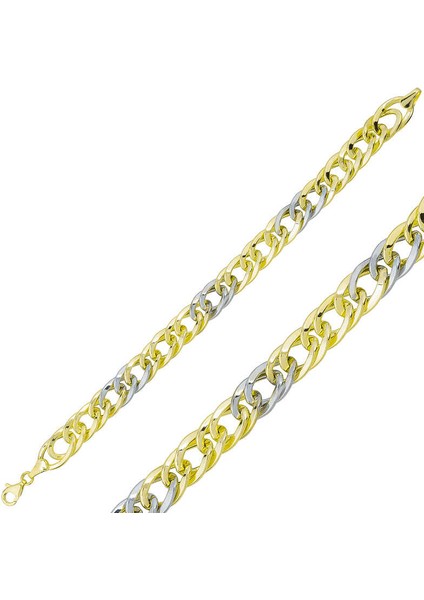 ​925 Ayar Gümüş Iki Renkli Zincir Bileklik T4824 (770770)