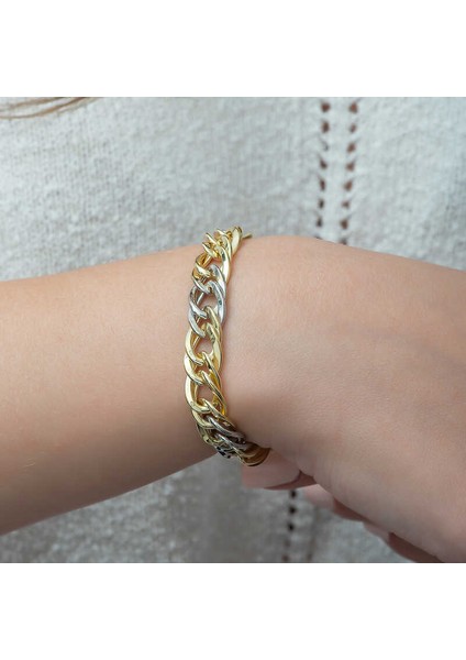 ​925 Ayar Gümüş Iki Renkli Zincir Bileklik T4824 (770770) fiyatları