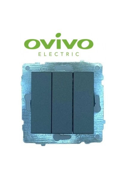 Füme Üçlü Anahtar Çerçevesiz Grano - Priz ve Anahtar Için Uyumlu Çerçeve