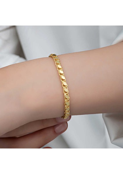 925 Ayar Gümüş Gold Pullu Zincir Kadın Bileklik T8278 (770770) fiyatları