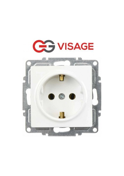 Visage Beyaz Topraklı Priz Çerçevesiz - Priz ve Anahtar Için Uyumlu Çerçeve