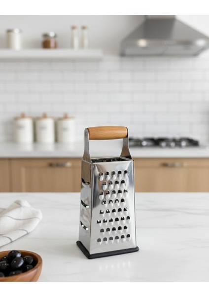 Ahşap Saplı 4 Yönlü Metal Rende – Kaymaz Tabanlı, Çok Fonksiyonlu Mutfak Rende fiyatları