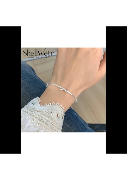 Princess 925 Ayar Gümüş Kaplama Bileklik Fiyonlu Bileklik Gümüş