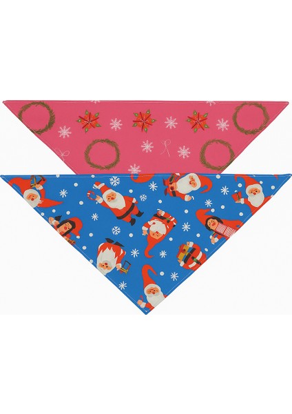 Yılbaşı Temalı Köpek Bandana Seti 2'li – Premium Kumaş Christmas Aksesuarı