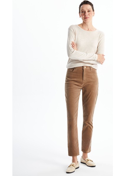 Yeni Sezon Dar Fit Kadife Kadın Pantolon