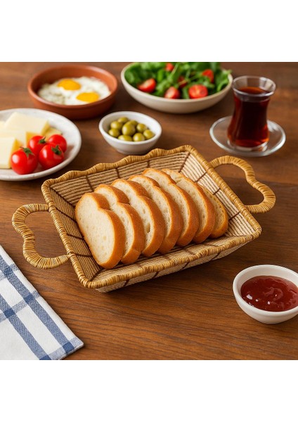 Dikdörtgen Hasır Ekmek Sepeti-26 cm x 20 cm x 7 cm fiyatları