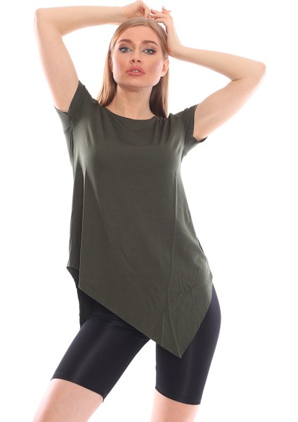 Çapraz Kesim Viskon Kumaş Casual Beyaz Tunik