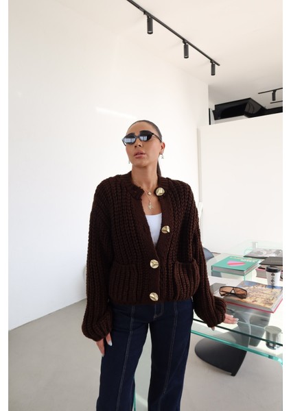 Büyük Gold Düğmeli Çift Cepli Hırka fırsatları