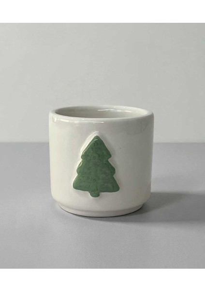 El Yapımı Yılbaşı Ağaçlı Seramik Kupa - Minimal Yeni Yıl Temalı Kahve Kupası fiyatları