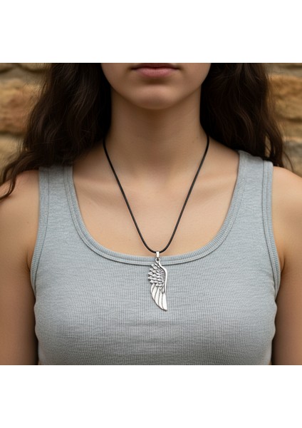 Antik Melek Kanat Gümüş Kaplama Kolye Ucu