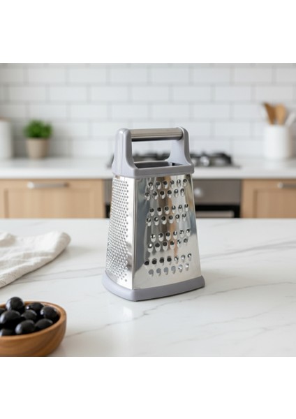 4 Yönlü Metal Rende – Kaymaz Tabanlı, Çok Fonksiyonlu Mutfak Rende