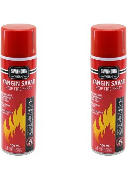 2 Adet Yangın Söndürücü - Yangın Savar Sprey 500ML + 500 ml Ev - Ofis - Oto Araç Ateş Boğucu Köpük Tabaka Oluşturur (5047)