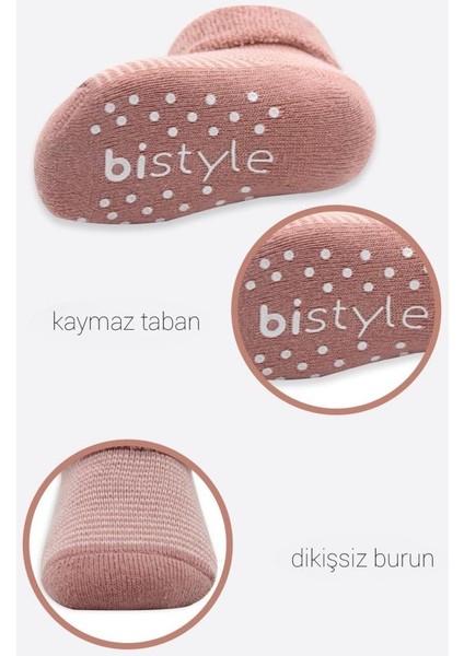 Bistyle Çemberli Kaymaz Havlu Soket Çorap 2'Li BS10503 Pudra Pembe modelleri