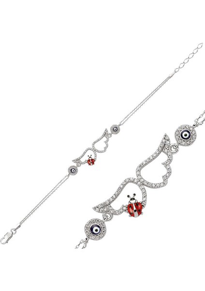 925 Ayar Gümüş Uğur Böcekli Melek Kanadı Bileklik BR0460153 (770770)