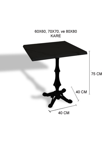 Çipa 1012 Döküm Ayak Kare Masa 70X70 cm - (Werzalit, Wermodin ve Allzalit Tabla) - Afyon Mermer fiyatları
