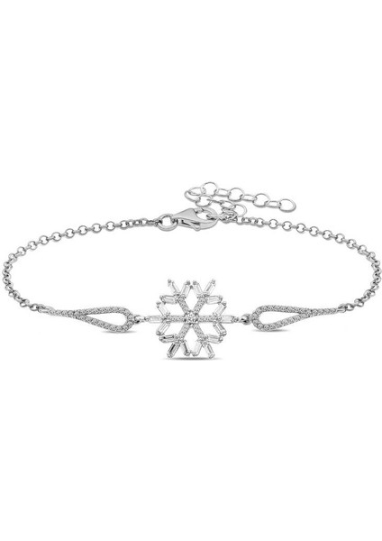 925 Ayar ​gümüş Baget Taşlı Kar Tanesi Bileklik T5243 (770770)