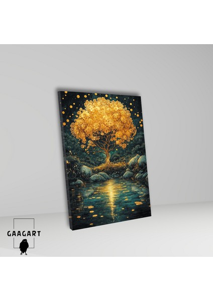 Tekli Dikey Kanvas Tablo Çiçekli Gece ve Ağaç fiyatları