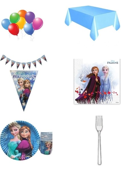 Frozen (Karlar Ülkesi) Temalı 8 Kişilik Parti Seti